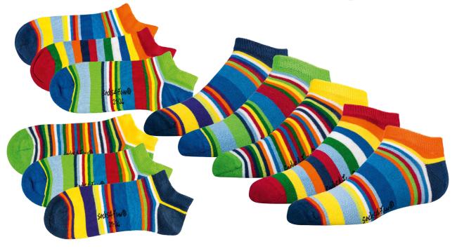 6 Paar TippTexx 24 Kinder Sneakersocken Gute Laune Ringel